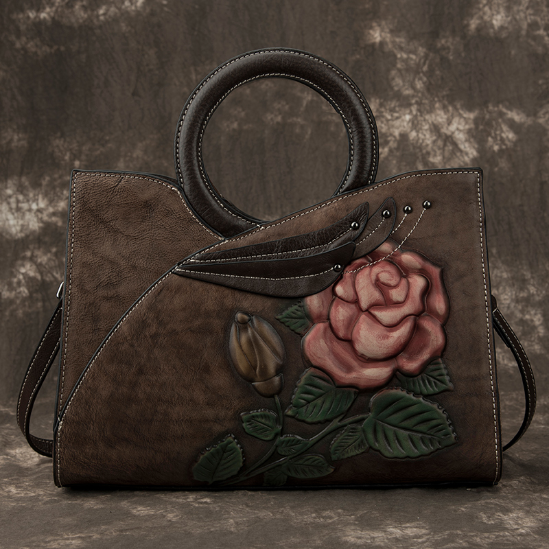 Luxury Women Genuine Leather Handbags Ladies Retro Elegant Shoulder Messenger Bag